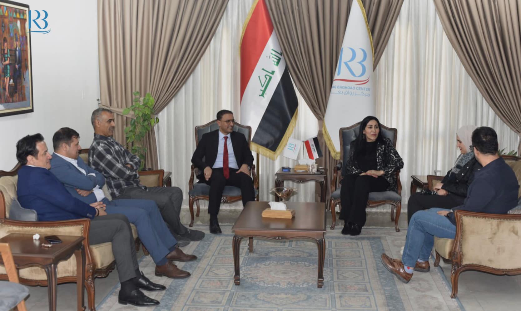 Executive Director of Rewaq Baghdad Center, Mr. Adnan Abdul Hussein, receives former member of the House of Representatives, Mrs. Rizan Al-Sheikh Dler