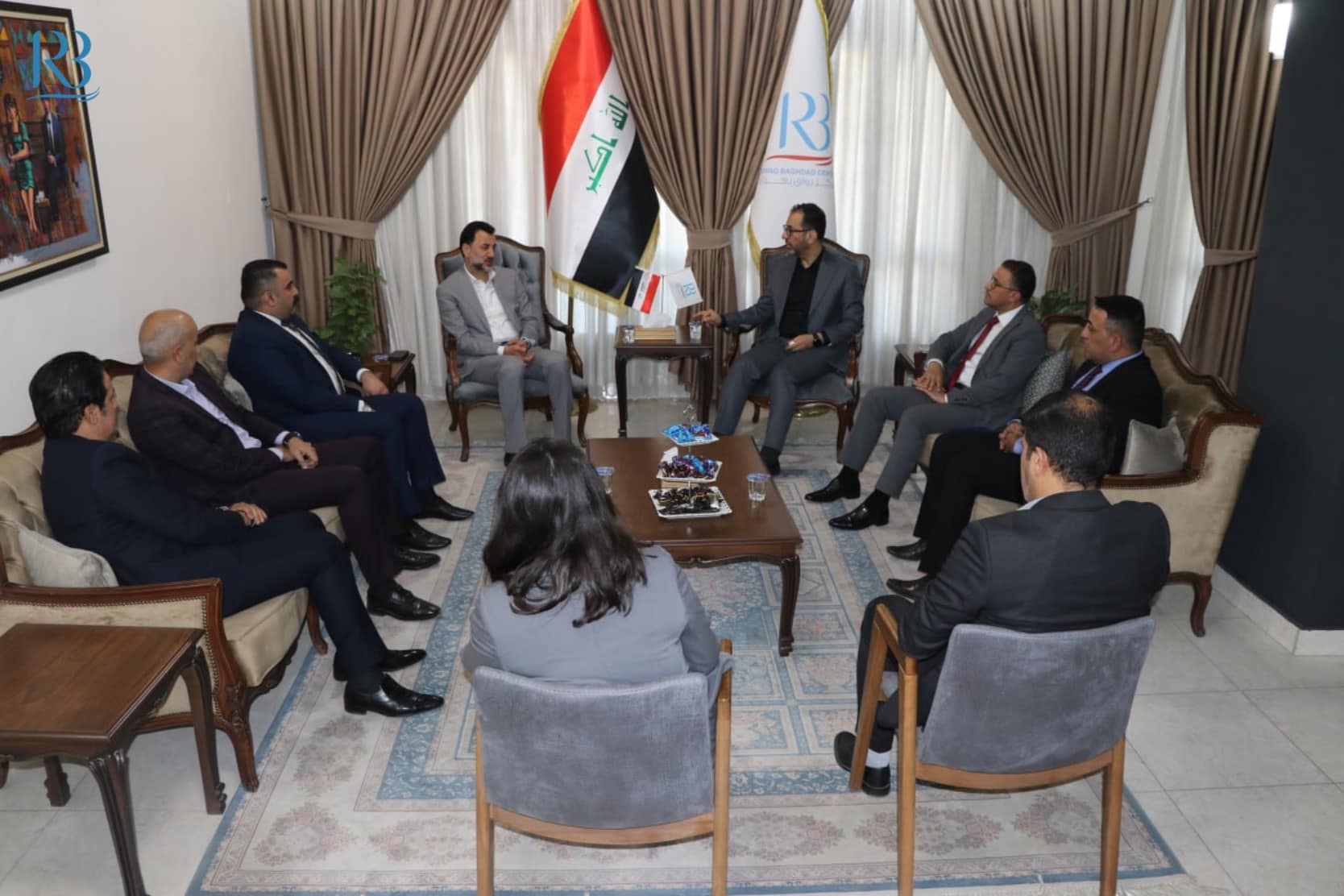 The head the Rewaq Baghdad Center for Public Policy, Mr. Abbas Al-Anbouri, received the head of the Aqtidar Watan Gathering and the former Minister of Youth and Sports, Mr. Abdul Hussein Abtan