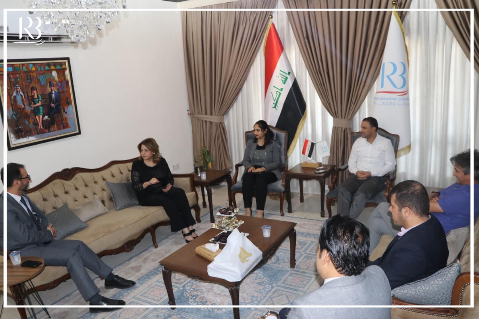 The head of Rewaq Baghdad Center for Public Policy, Mr. Abbas Al-Anbouri, received the leader of the Patriotic Union of Kurdistan and the former representative, Ms. Ala Talabani