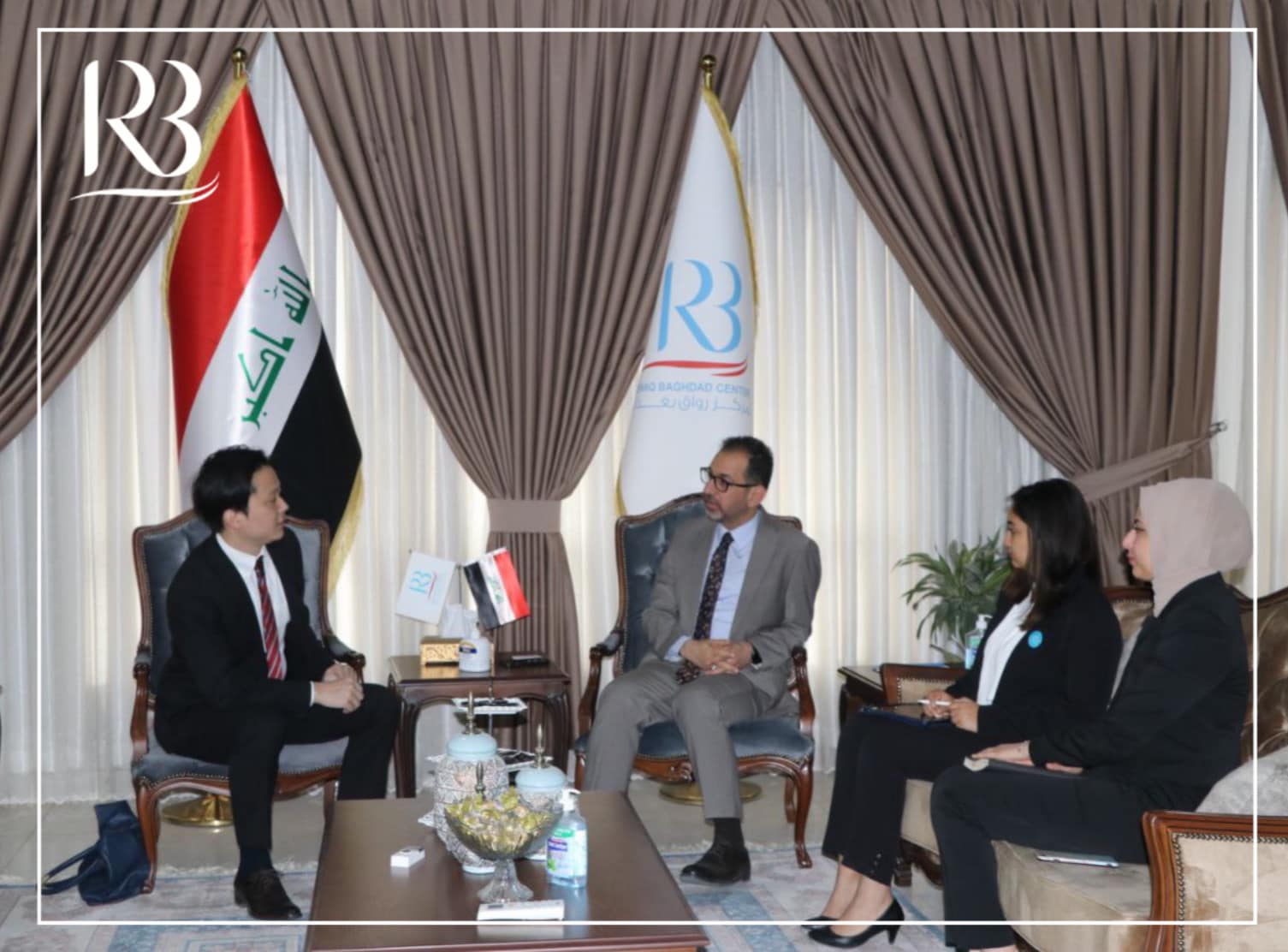 The head of Rewaq Baghdad Center for Public Policy  received the head of the political department at the Japanese Embassy, Mr. Yusuke Terada